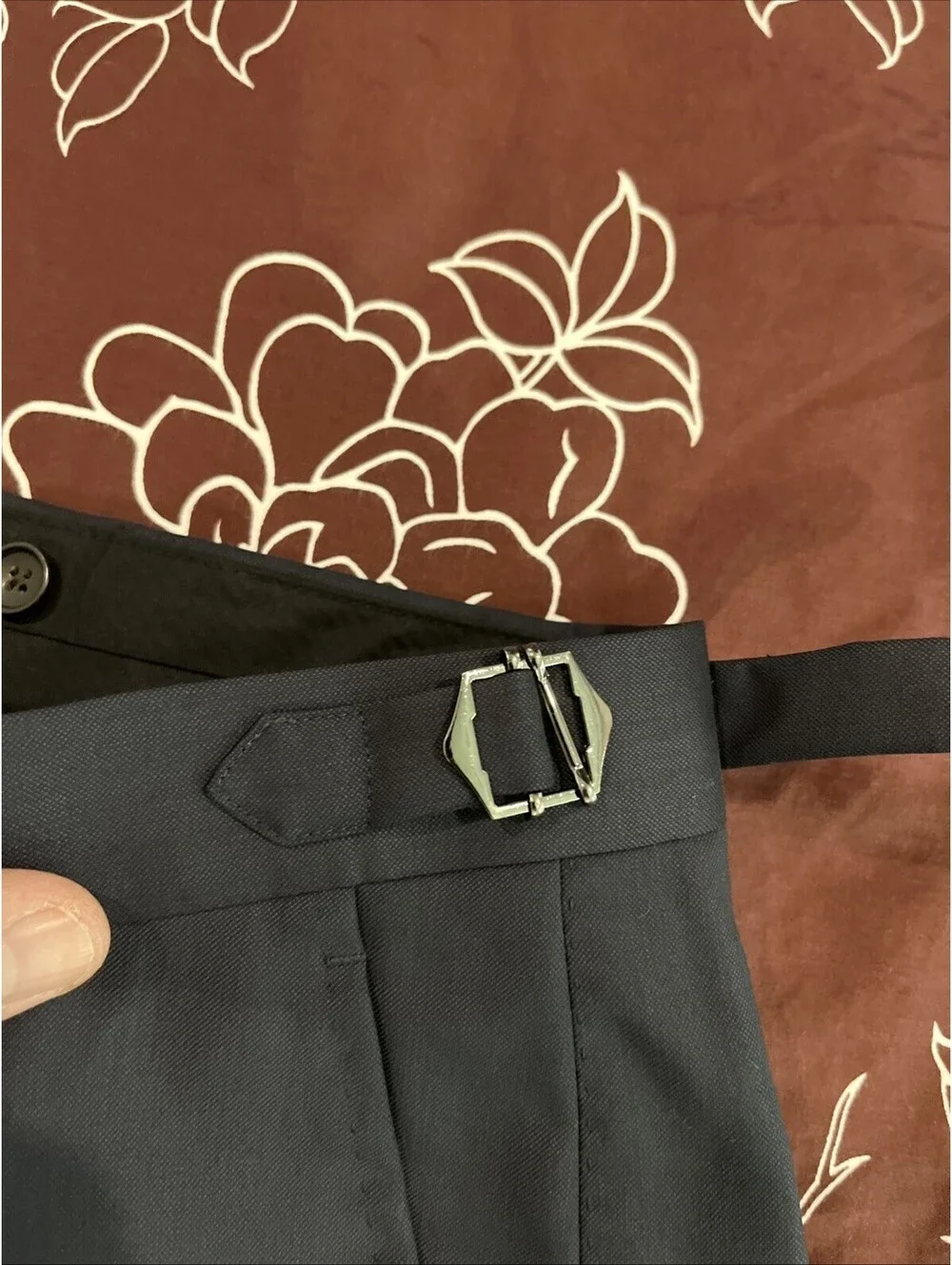 PRISTINE SUITSUPPLY MENS NAVY BLUE DRESS PANTS 38x29 SIDE TABS VGC 513.361/225